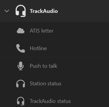 Screenshot of the Stream Deck profile UI with the keys categories filtered to track